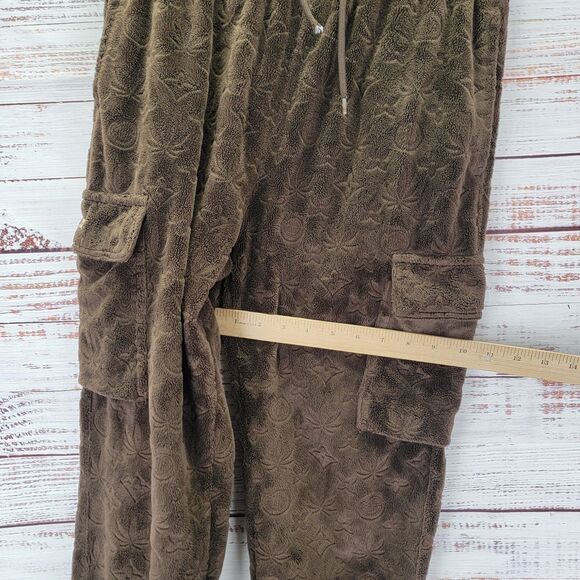 Maison Article Embossed Velour Cargo Pants Men's S Brown Hip Hop Streetwear - Picture 3 of 11